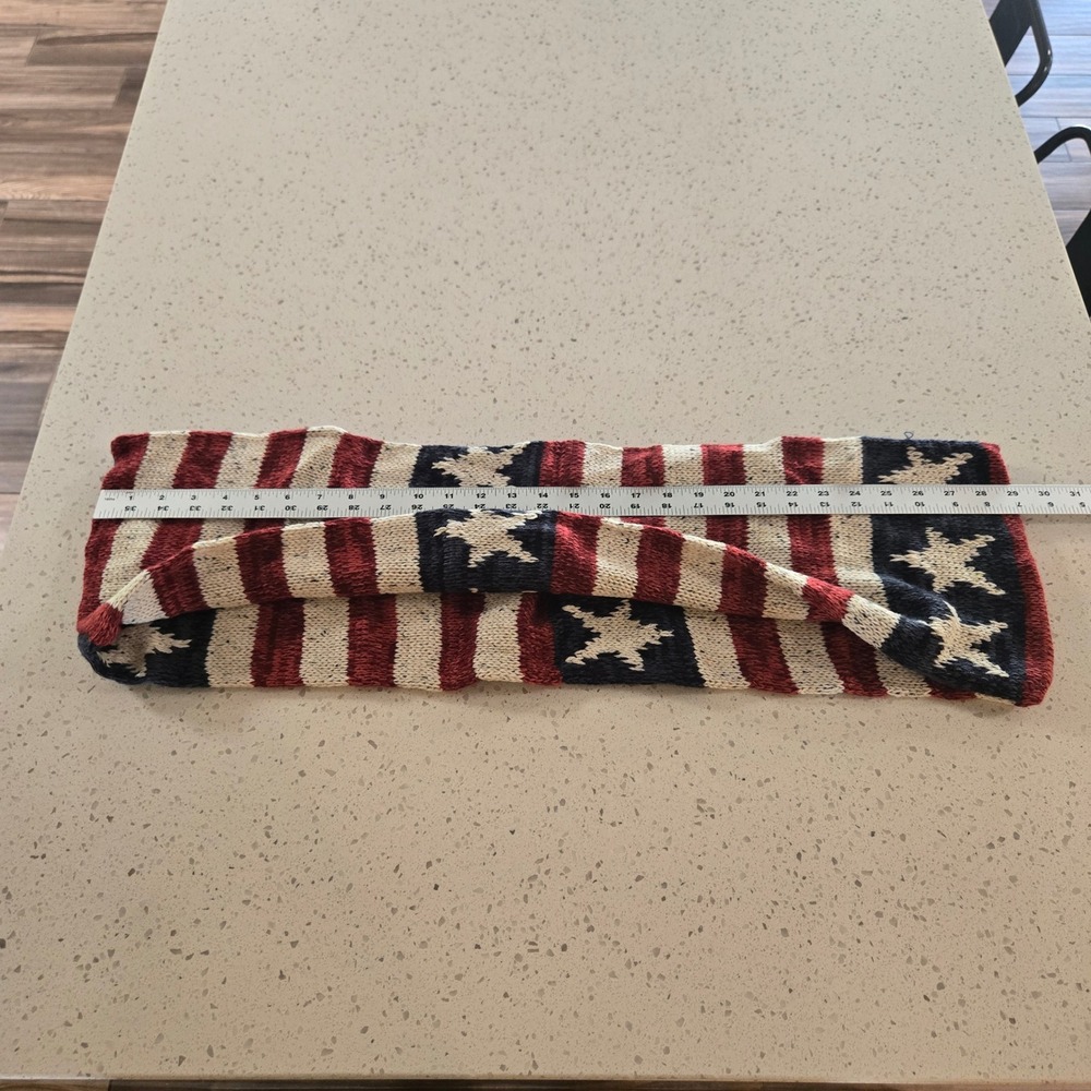 Muk Luks American Flag Infinity Scarf Patriotic Stars Stripes Knit Dark Red - Picture 2 of 8
